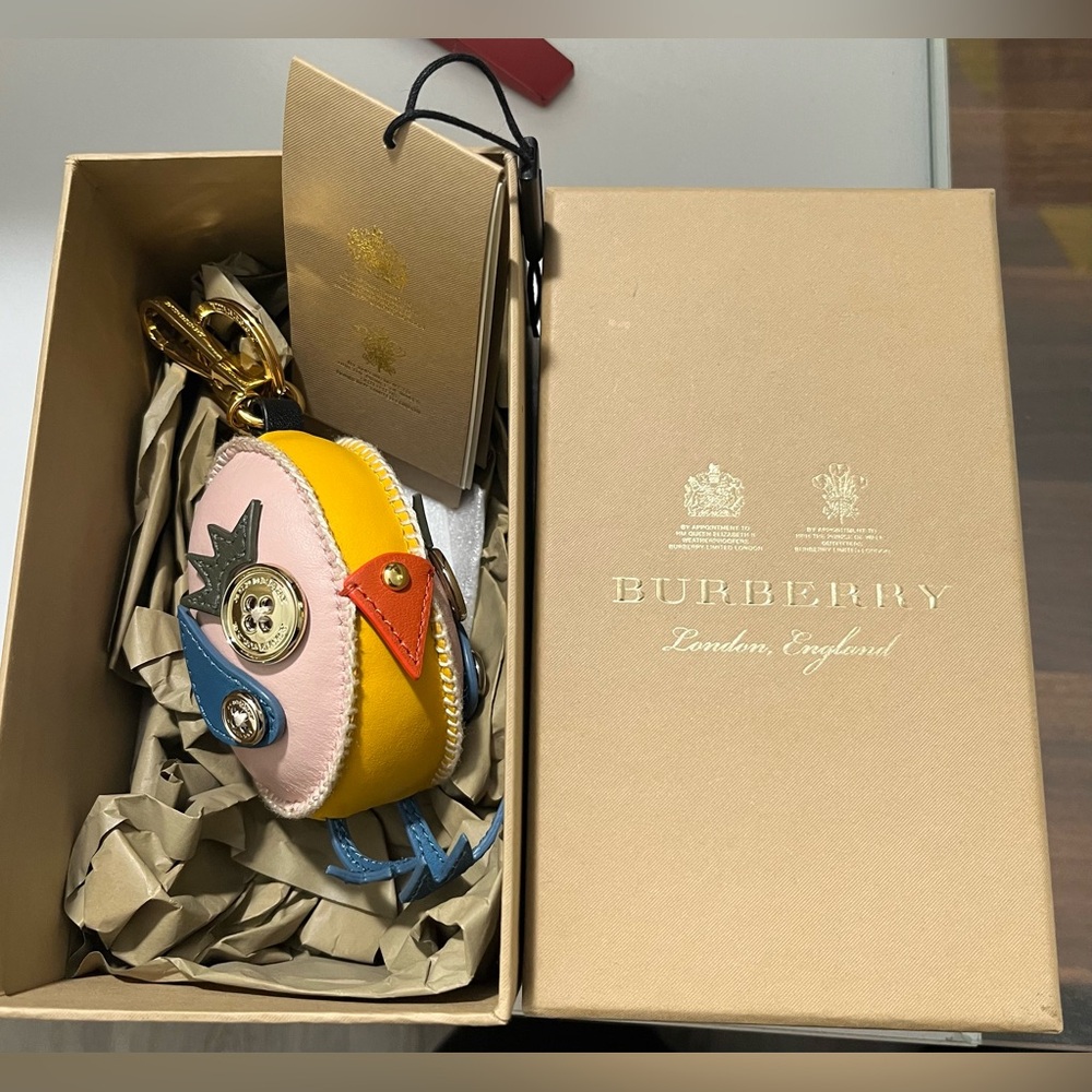 Burberry Colorful Bird Keychain with Gold Clip